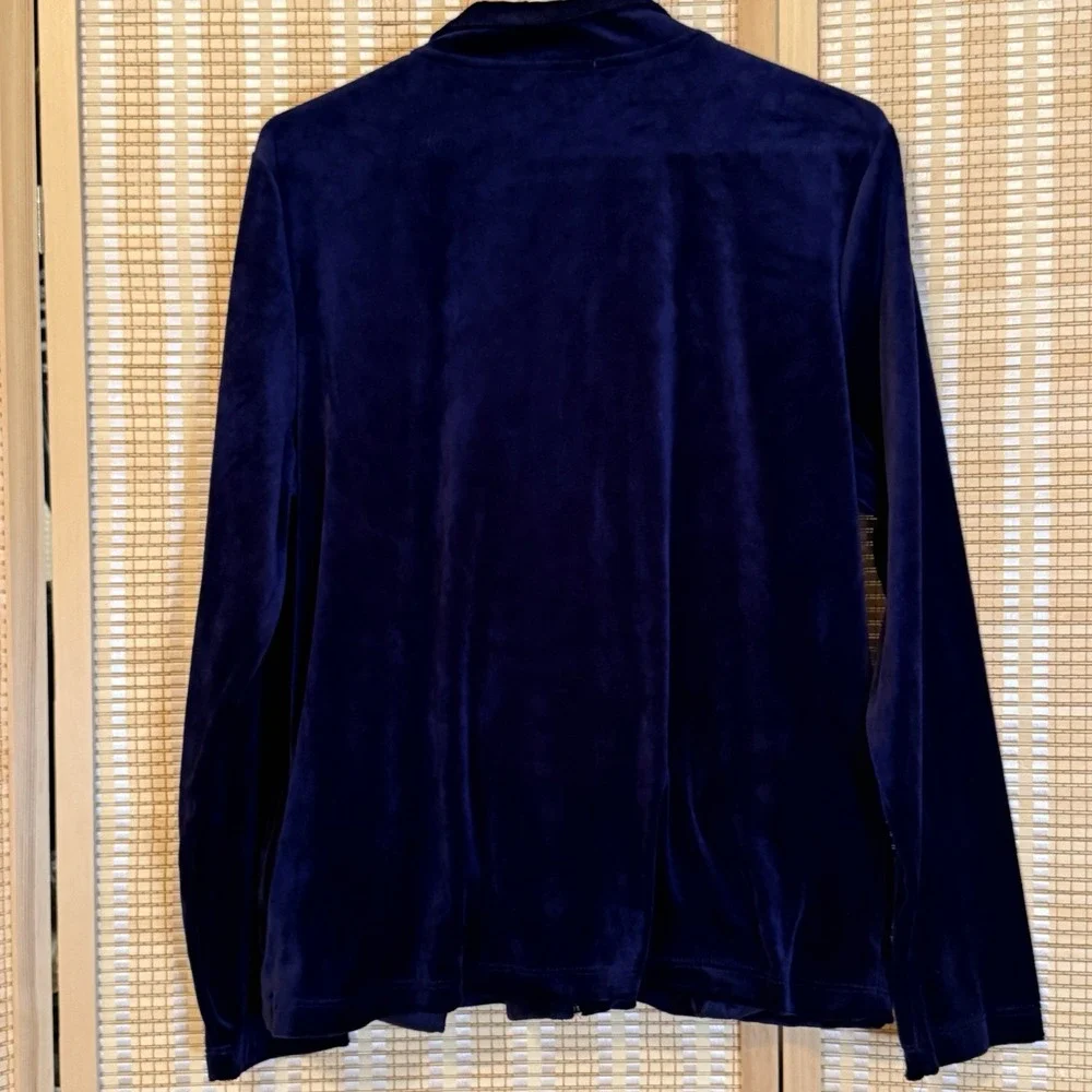 Rebecca‎ Malone Womens L Velvet Track Jacket Full Zip Pockets Y2K Activewear